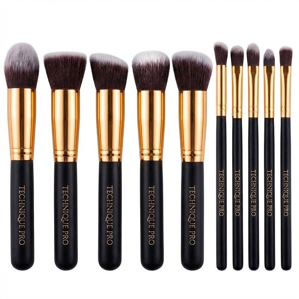 Technique PRO Makeup Brushes, Gold edition - 10 pcs