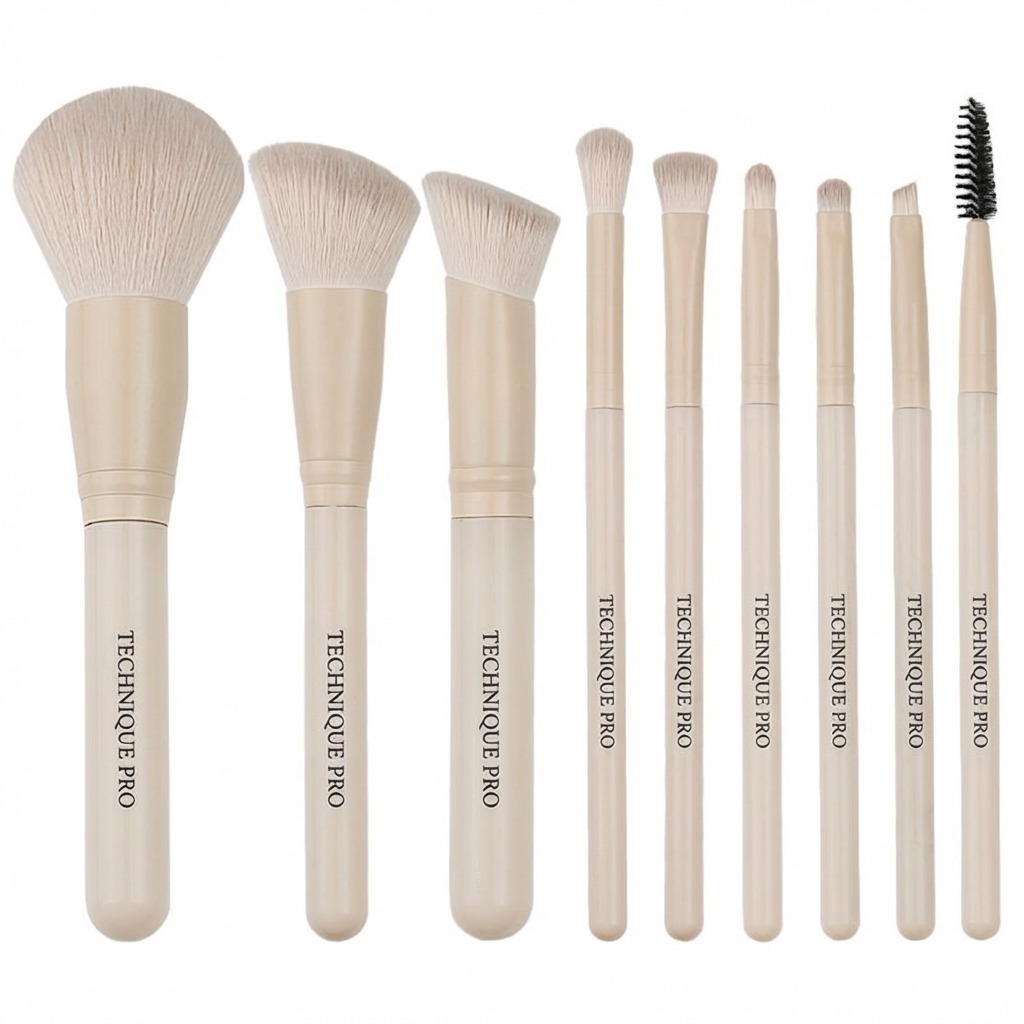 Technique PRO Almond Makeup Brush Set - 9 Makeup Brushes