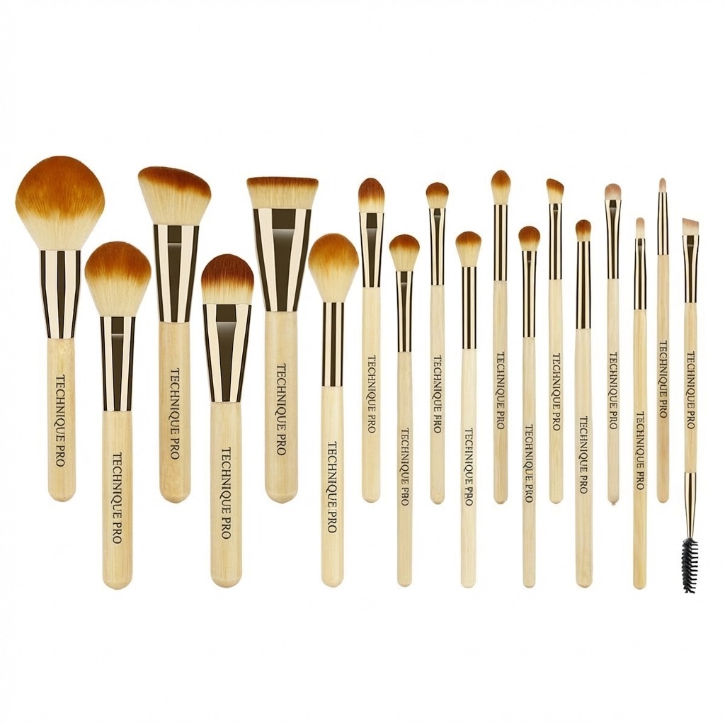 Technique PRO Golden Bamboo Makeup Brush Set - 18 makeup brushes