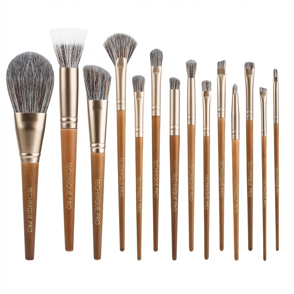 Technique PRO Walnut Makeup Brush Set - 14 makeup brushes